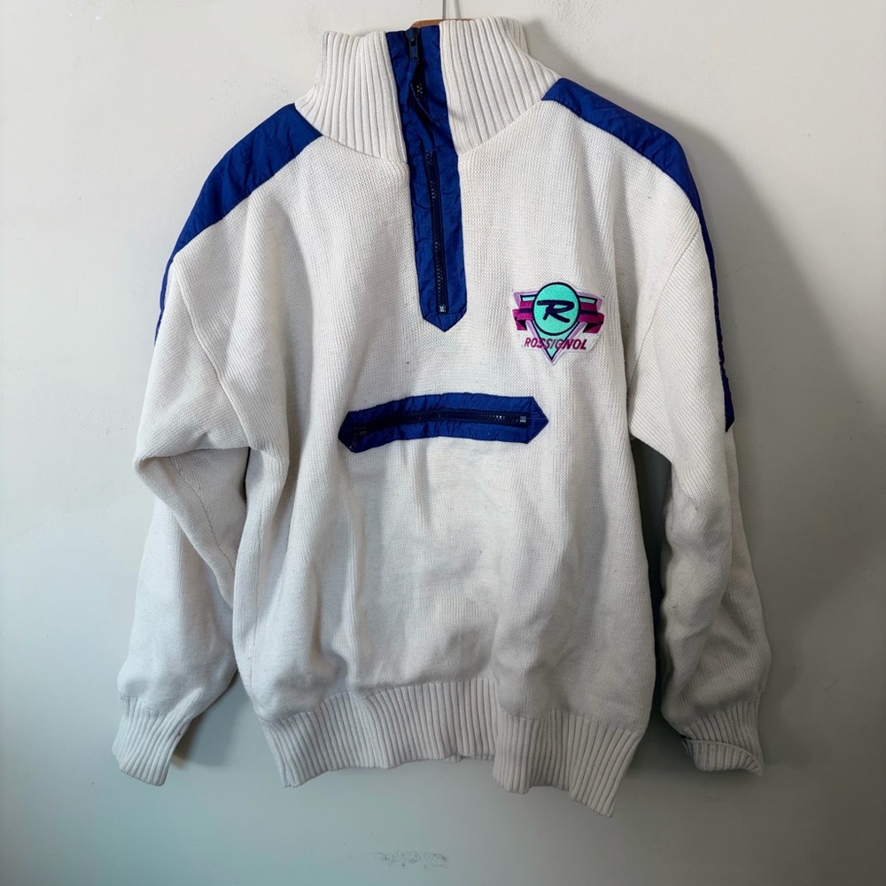 VTG WOOL Blend GEAR By ROSSIGNOL Mens M SKI SWEATER With Lining